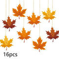 16-Piece Autumn Maple Leaf Hanging Decorations – Thanksgiving Seasonal Party Decor Axl 16pcs