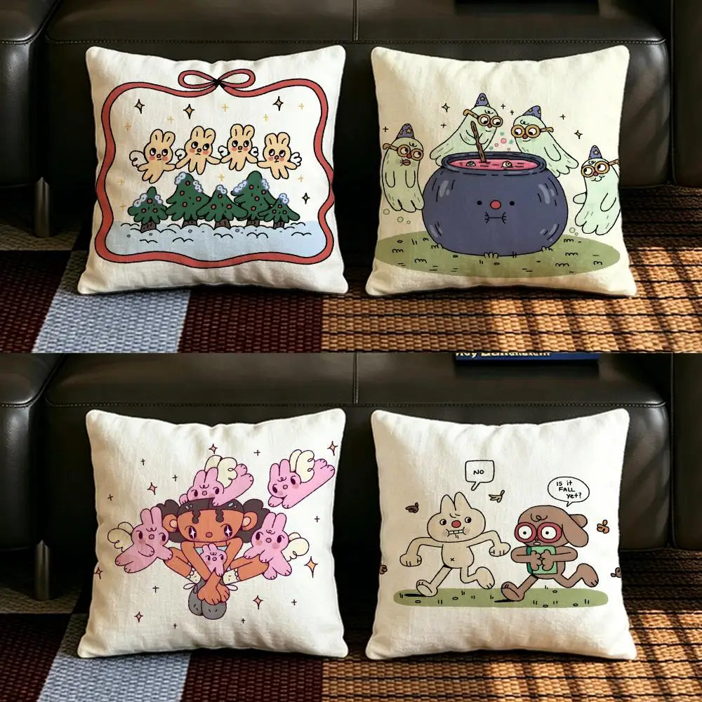 Natural Linen Cushion Cover Set | Printed Pillow Cover 6 Sizes Linen Cushion Cover Axl