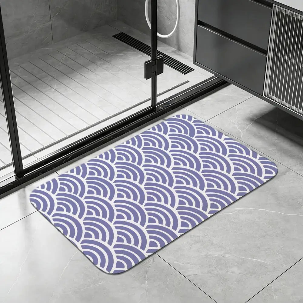 Japanese Seigaiha Diatomite Bath Mat – Quick Dry & Non-Slip Diatomite Bath Mat Axl White5 50x80cm