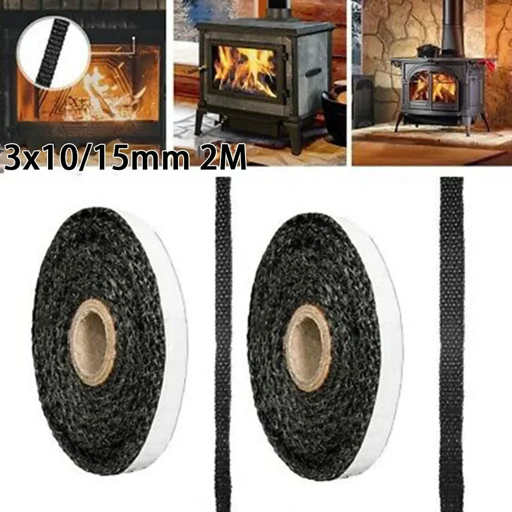 Fiberglass Fireplace Door Seal Rope | Self-Adhesive Gasket 2m Fireplace Seal Rope Axl