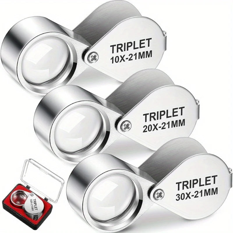 10x 20x 30x Pocket Folding Loupe Magnifier for Jewelry & Gems Pocket Loupe Magnifier Axl