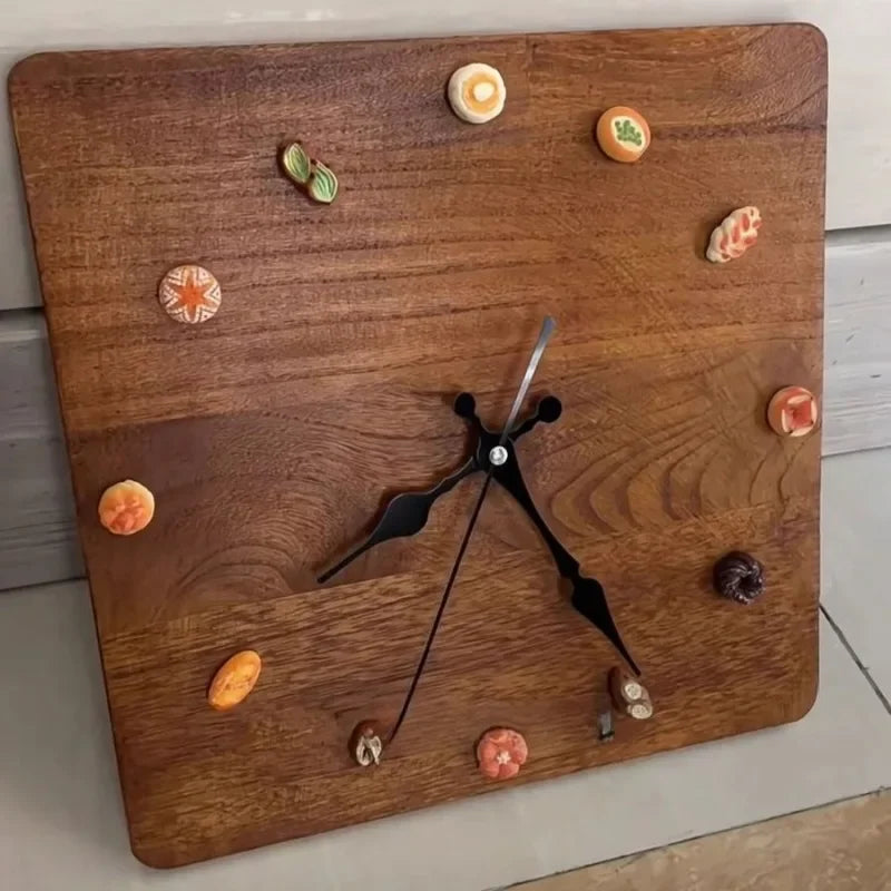 Oeny Handmade Solid Wood Square Silent Wall Clock 30cm Decorative Wall Clock Axl