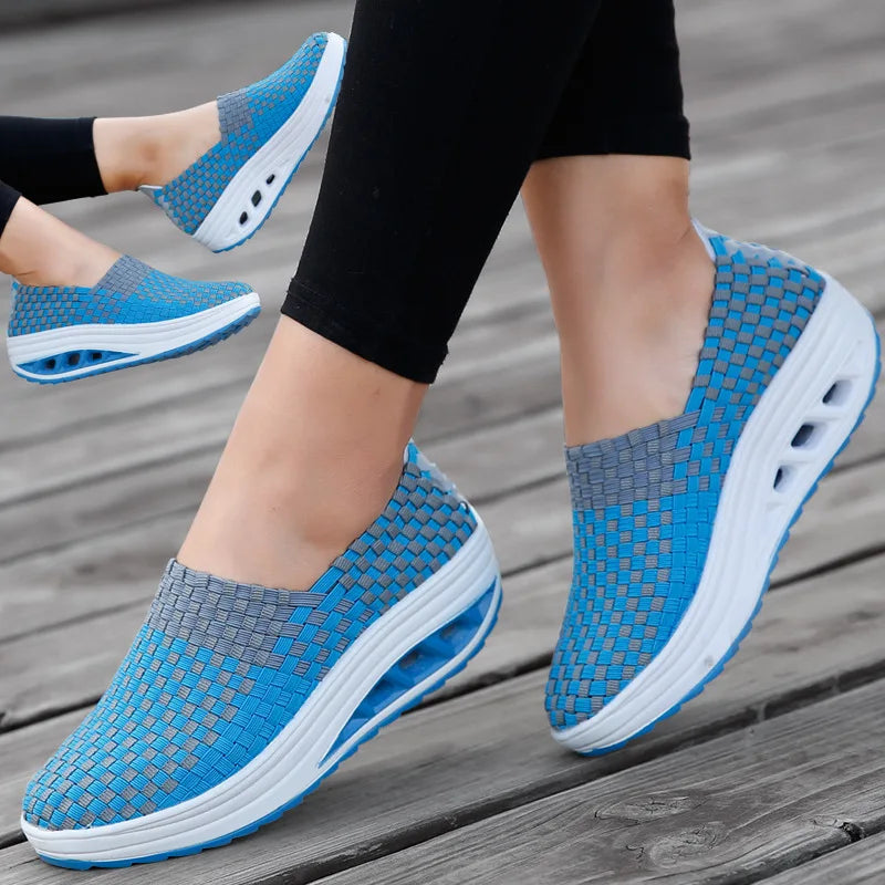 Women's Woven Wedge Loafers – Lightweight Non-Slip Slip-On Wedge Loafers Axl