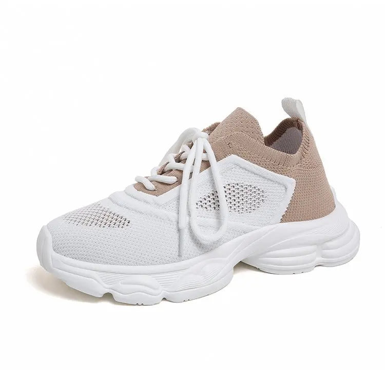 Women's Mixed Color Platform Sneakers – Lace-Up Casual Shoes Platform Sneakers Axl pink white 38