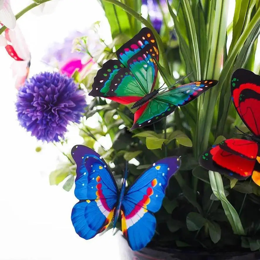 20-Piece Colorful Double Layer Butterfly Garden Stakes Set Garden Butterfly Stakes Axl