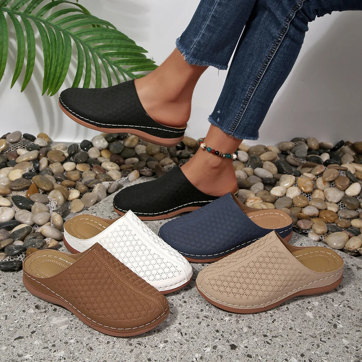 HAJINK Women's Open Toe Slide Sandals – Elegant Summer Flats Women's Slide Sandals Axl