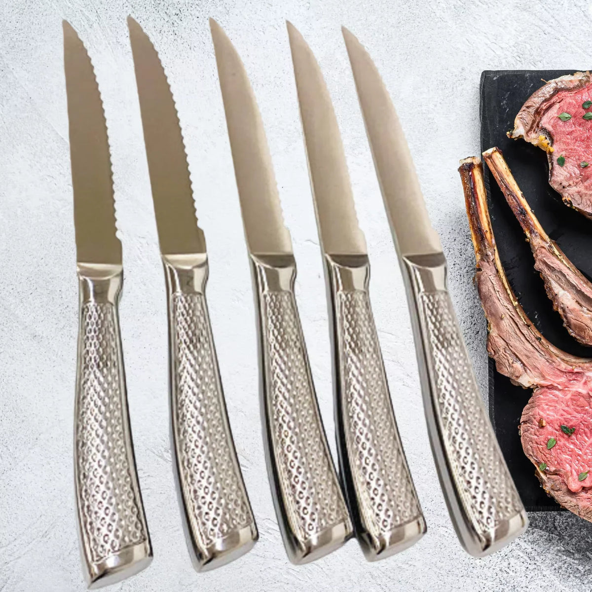 COOKCRAZE Stainless Steel Steak Knife Set – 1 to 8 Piece Steak Knife Set Axl