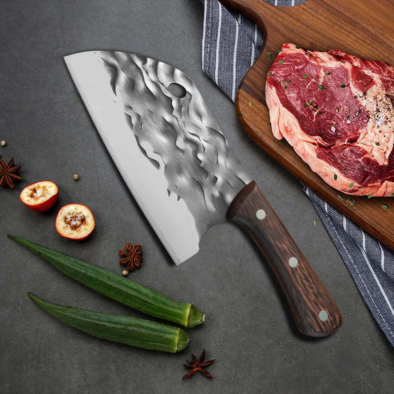 Forged Meat Cleaver Chef Knife – Stainless Steel Wooden Handle Meat Cleaver Knife Axl