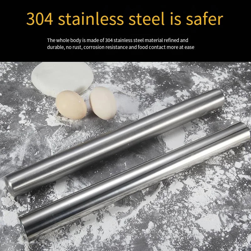 40cm Stainless Steel French Rolling Pin – Dishwasher Safe French Rolling Pin Axl