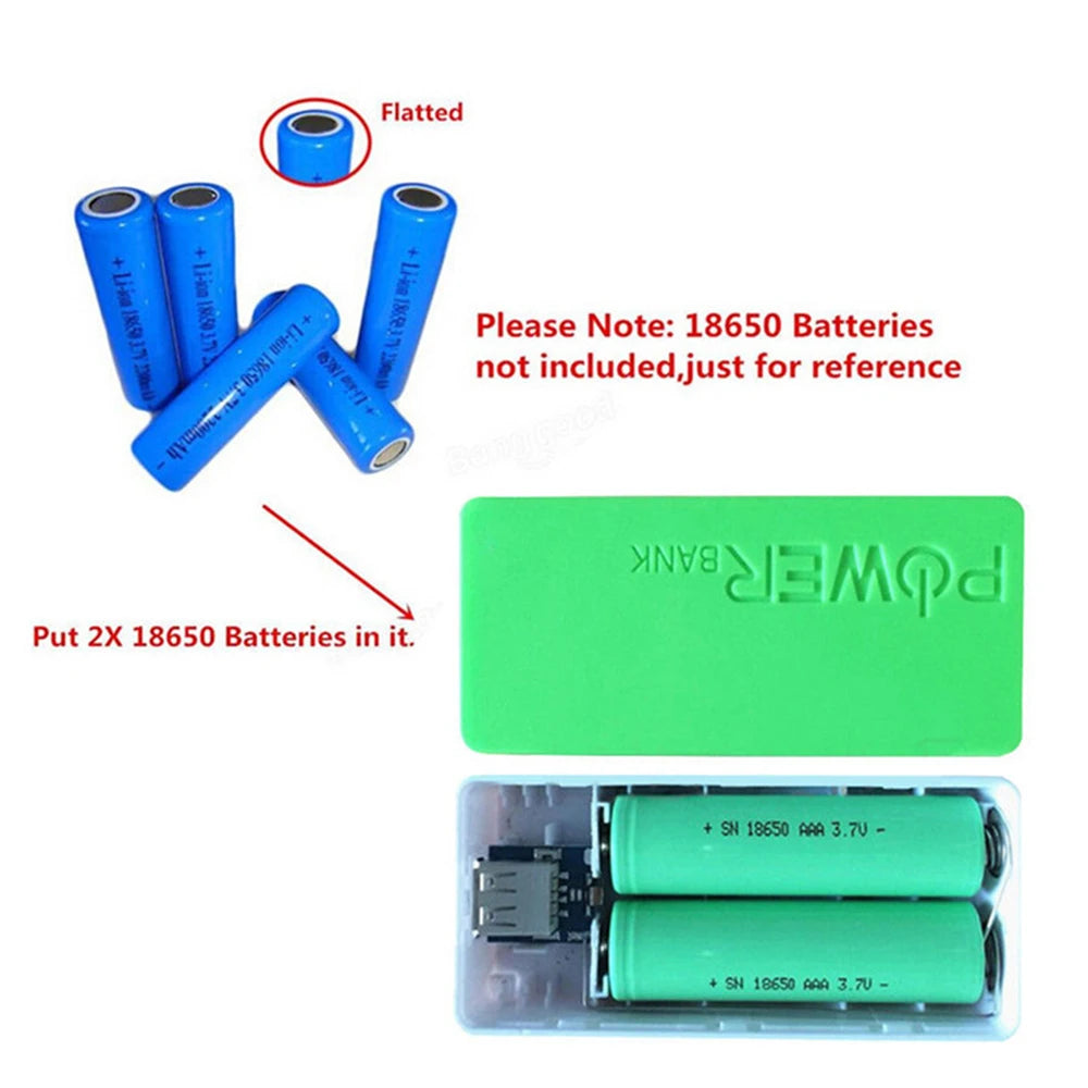 DIY 18650 Power Bank Case – 2-Slot Portable Charger Box Power Bank Case Axl