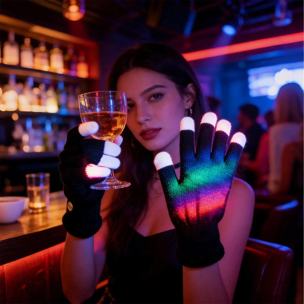 LED Light-Up Party Gloves – Colorful Flashing Half-Finger LED Party Gloves Axl