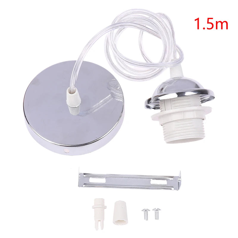Retro E27 Pendant Lamp Holder Socket with 1m/1.5m Hanging Wire Pendant Lamp Holder Axl 150cm Silver No plug