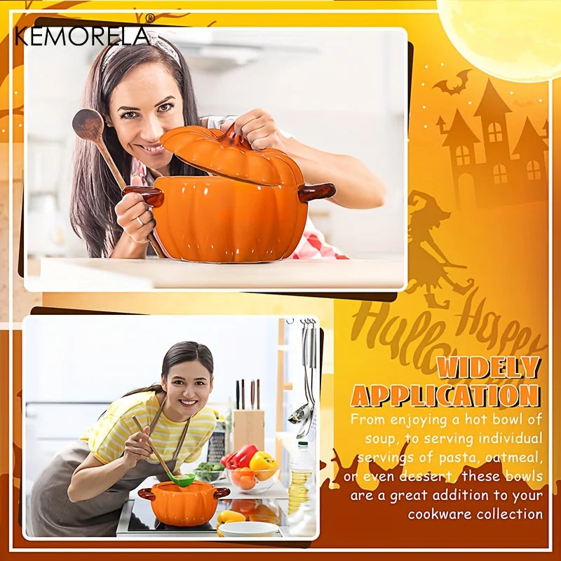 KEMORELA Ceramic Pumpkin Casserole Pot – Oven-Safe with Lid Ceramic Casserole Pot Axl