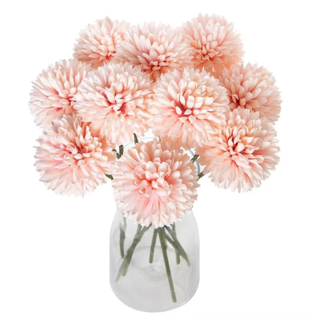 5-Pack Artificial Silk Chrysanthemum Ball Bouquet | Home Decor Artificial Flower Bouquet Axl Light Pink 5 pcs