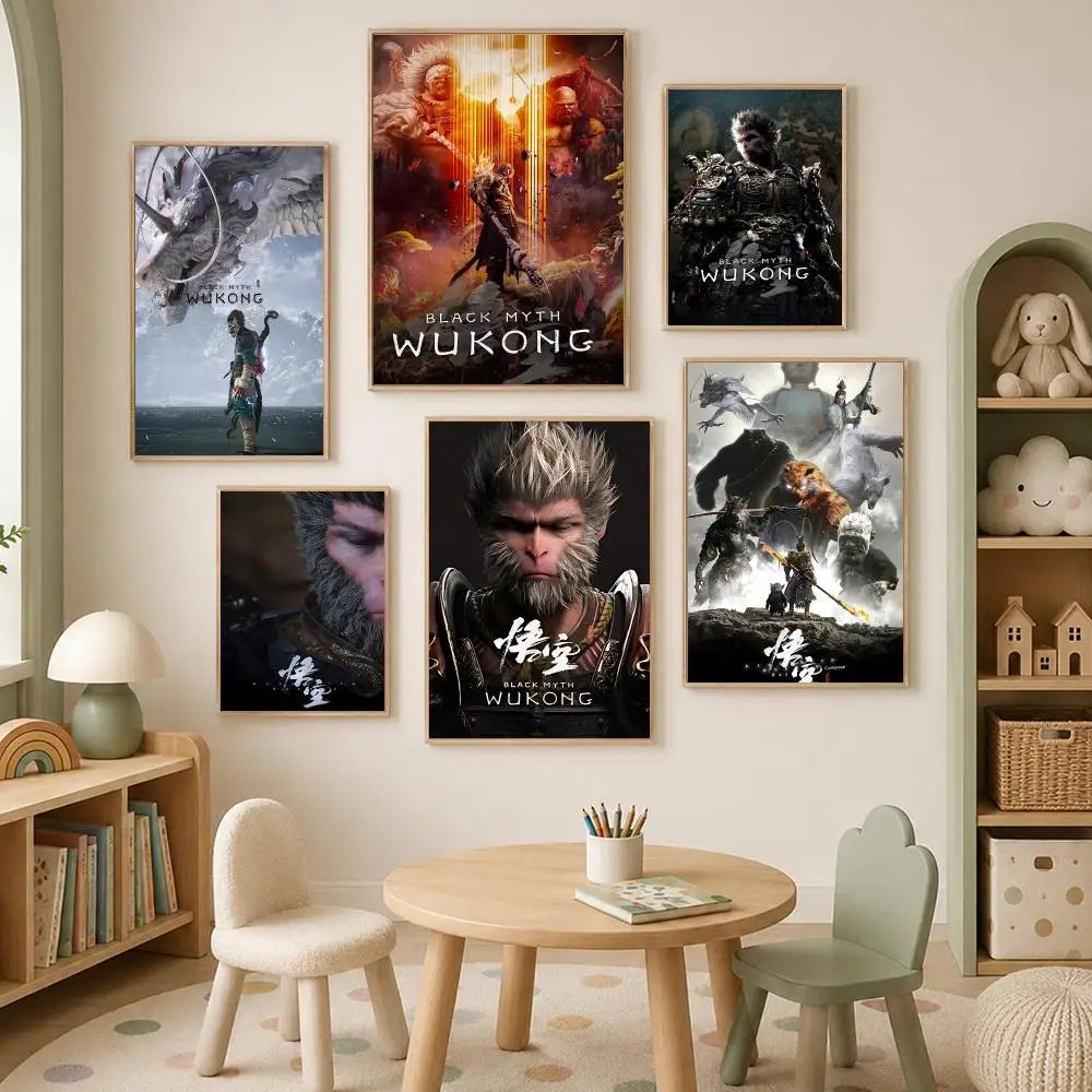 Black Myth Wukong Self-Stick HD Wall Poster – Waterproof Art Wall Art Poster Axl