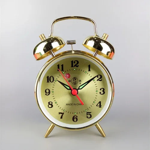 Vintage Mechanical Bell Alarm Clock – Retro Metal Bedside Clock Alarm Clock Axl 15X10CM 2