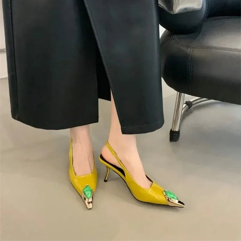 Women's Crystal High Heel Pumps – Pointed Toe Slip-On Party Shoes High Heel Pumps Axl