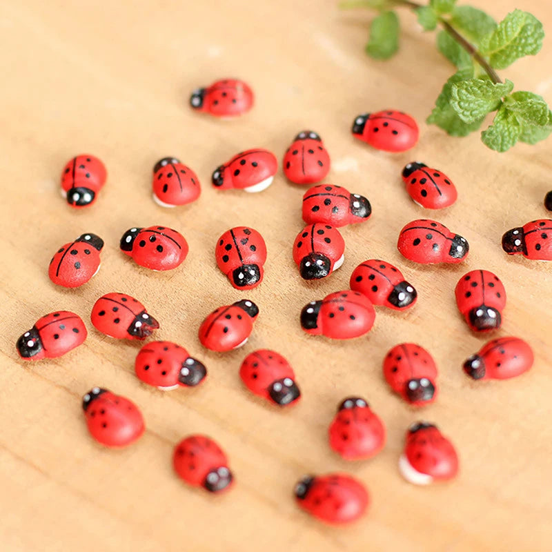 Mini Wooden Ladybug Sticker Ornaments 50/100 Pcs – DIY Craft Decor DIY Craft Ornaments Axl