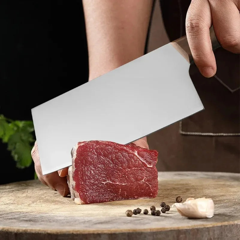 InLeung Stainless Steel Chef's Cleaver Knife – Wood Handle Chef's Cleaver Knife Axl