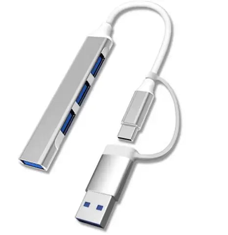 USB-C Hub 4-Port USB 3.0 & 2.0 Aluminum Splitter Adapter USB-C Hub Axl usb silver