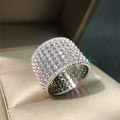 Huitan Iced Out CZ Ring – Silver Wedding Band for Women CZ Fashion Ring Axl F1747 9