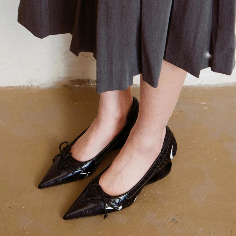 Women's Bow Mary Jane Pumps – Pointed Toe Block Heels Mary Jane Pumps Axl