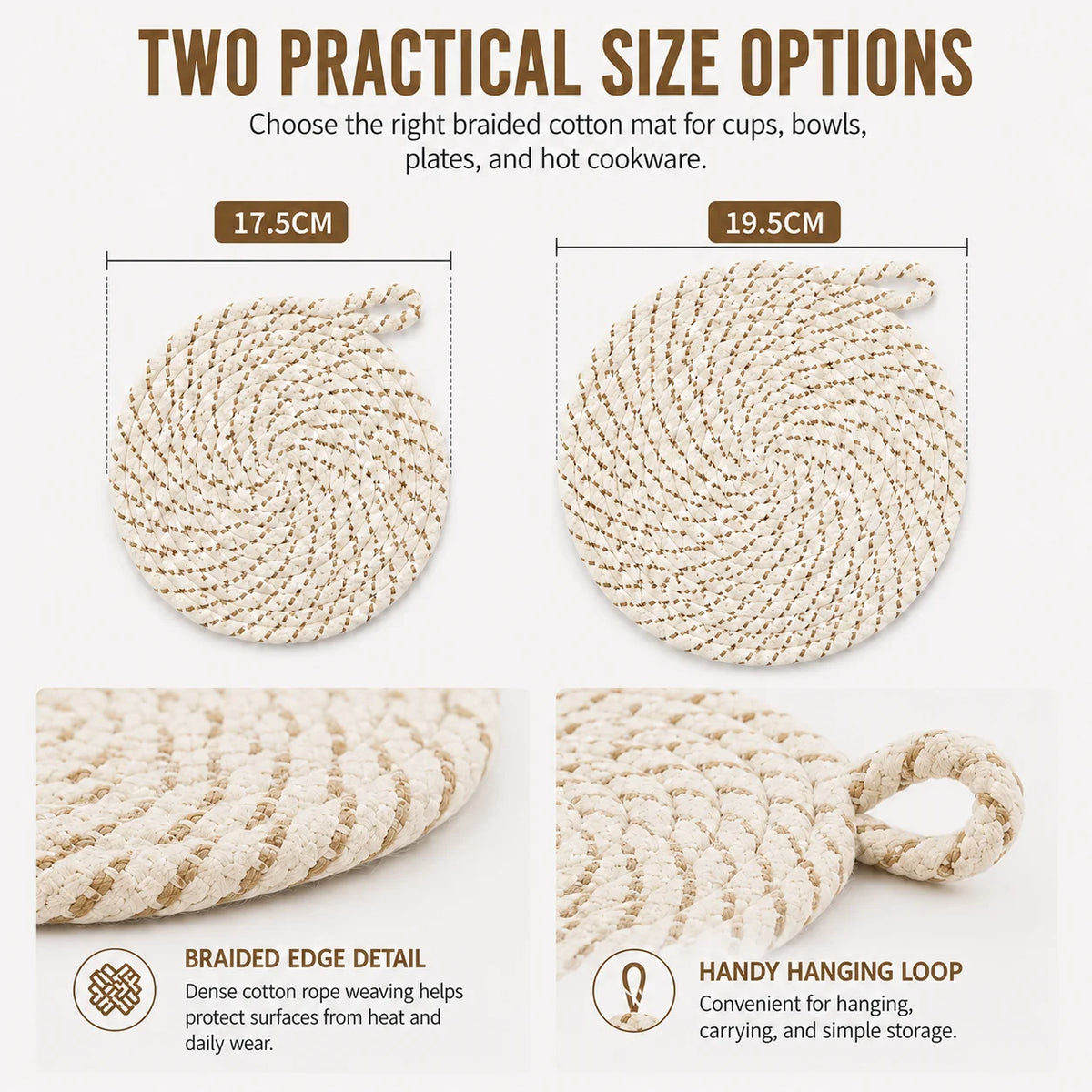 Woven Cotton Trivet Set of 6 with Holder | Nordic Hot Pads Kitchen Trivets Set Axl