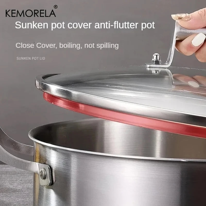 KEMORELA 304 Stainless Steel Soup Pot – 5-Layer Glass Lid Stainless Steel Soup Pot Axl