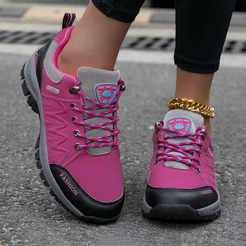 AZGB Women's Waterproof Hiking Shoes – Non-Slip Sneakers Women's Hiking Shoes Axl Rosy Red 42
