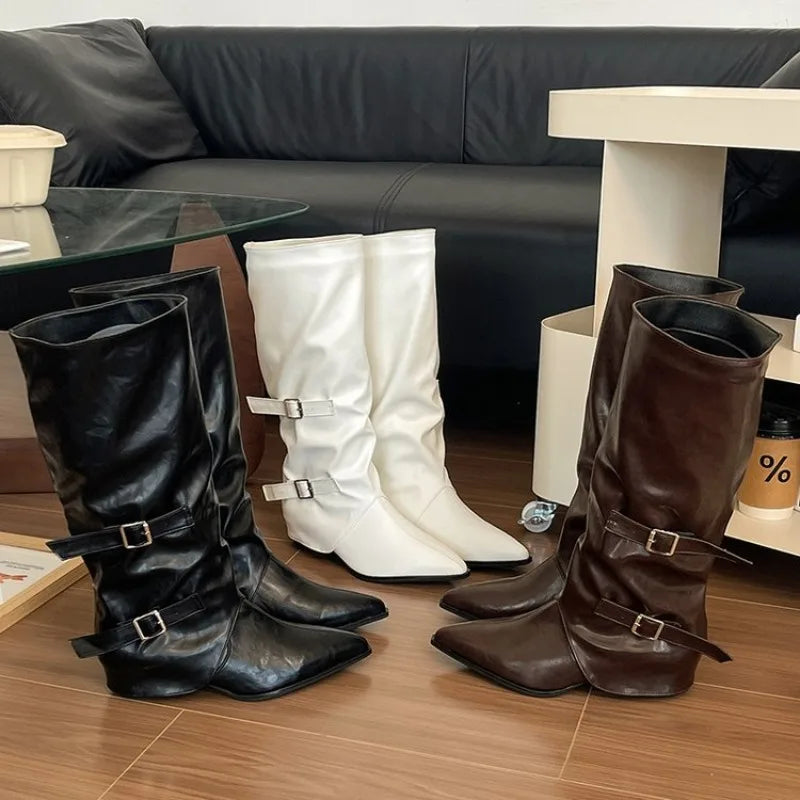 Women's Knee-High Platform Boots | Chunky Heel Punk Gothic Style Knee-High Platform Boots Axl