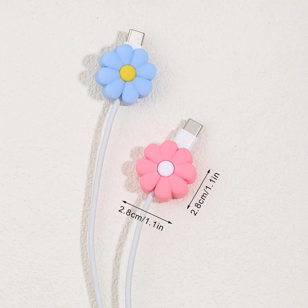 Silicone Flower Cable Protector 5/10 Pack – iPhone & USB-C Cable Protector Cover Axl