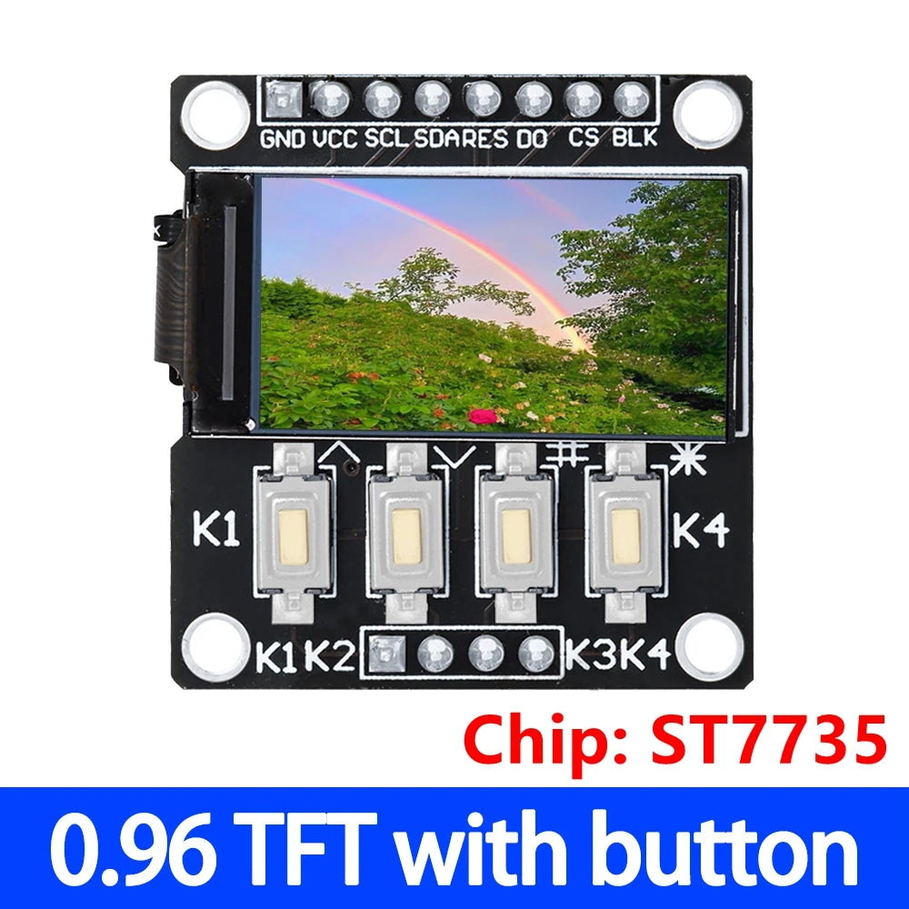 TFT Color LCD Module SPI 0.96–1.8" ST7735 ST7789 | 4-Key LCD Display Module Axl 0.96 TFT with 4key