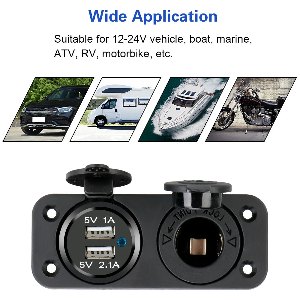 12–24V Dual USB Car Charger Socket Splitter | Car & RV USB Car Charger Axl