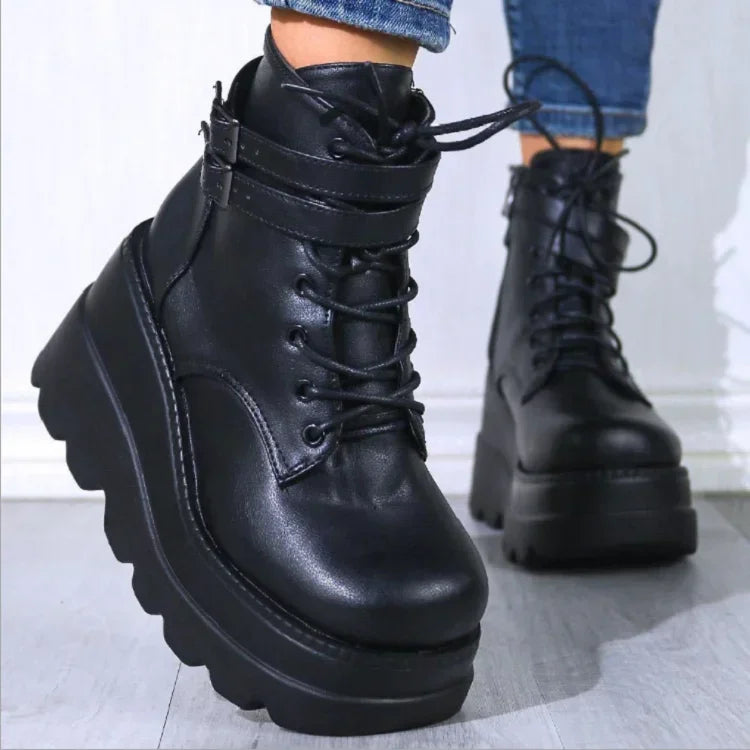 Gothic Black Platform Ankle Boots – Chunky Heel Women's Booties Platform Ankle Boots Axl black 43
