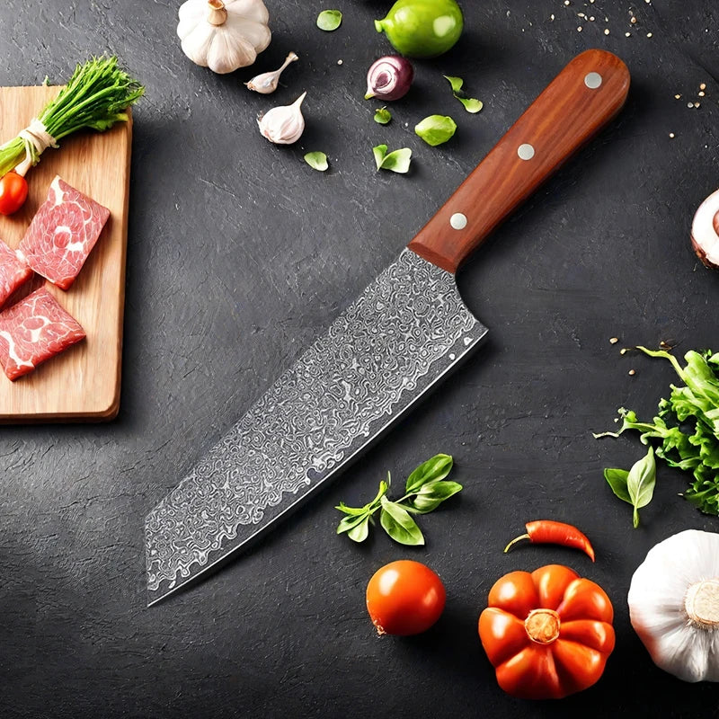 Damascus Steel Kiritsuke Chef Knife – Full Tang Kitchen Knife Damascus Chef Knife Axl