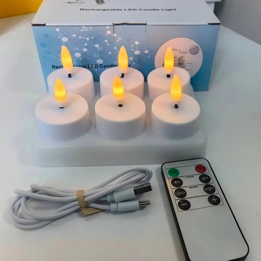 LED Rechargeable Flameless Tea Light Candles – 4/6/8 Pack LED Flameless Candles Axl