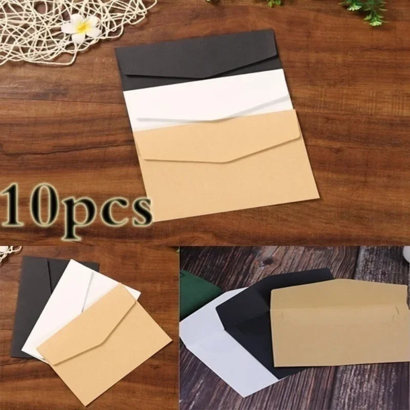 10-Pack Retro Kraft Paper Envelopes – Black, White & Brown Kraft Paper Envelopes Axl