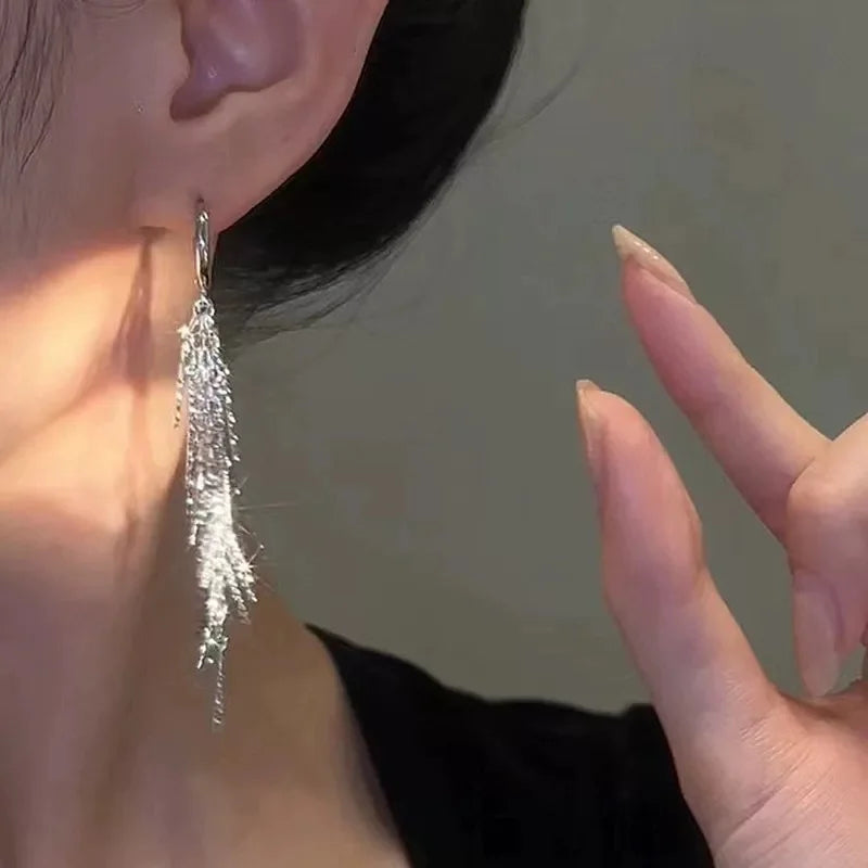 Metal Long Tassel Drop Earrings for Women – Dangle Jewelry Tassel Drop Earrings Axl