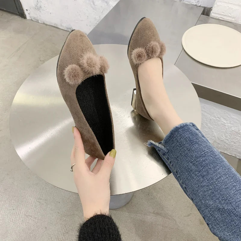 Women's Suede Mary Jane Flats – Slip-On Pointed Toe Loafers Women's Flat Loafers Axl