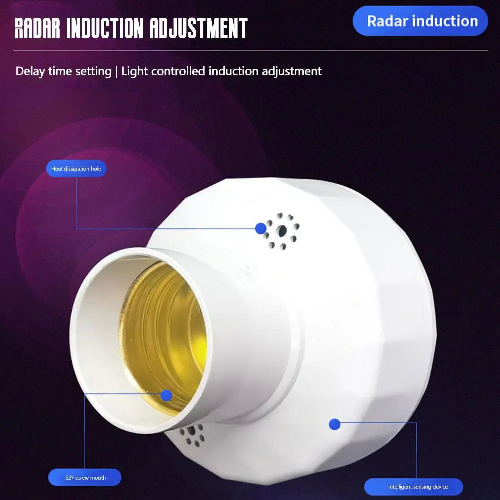 E27 Radar Motion Sensor Bulb Holder – Auto On/Off Light Socket Motion Sensor Socket Axl