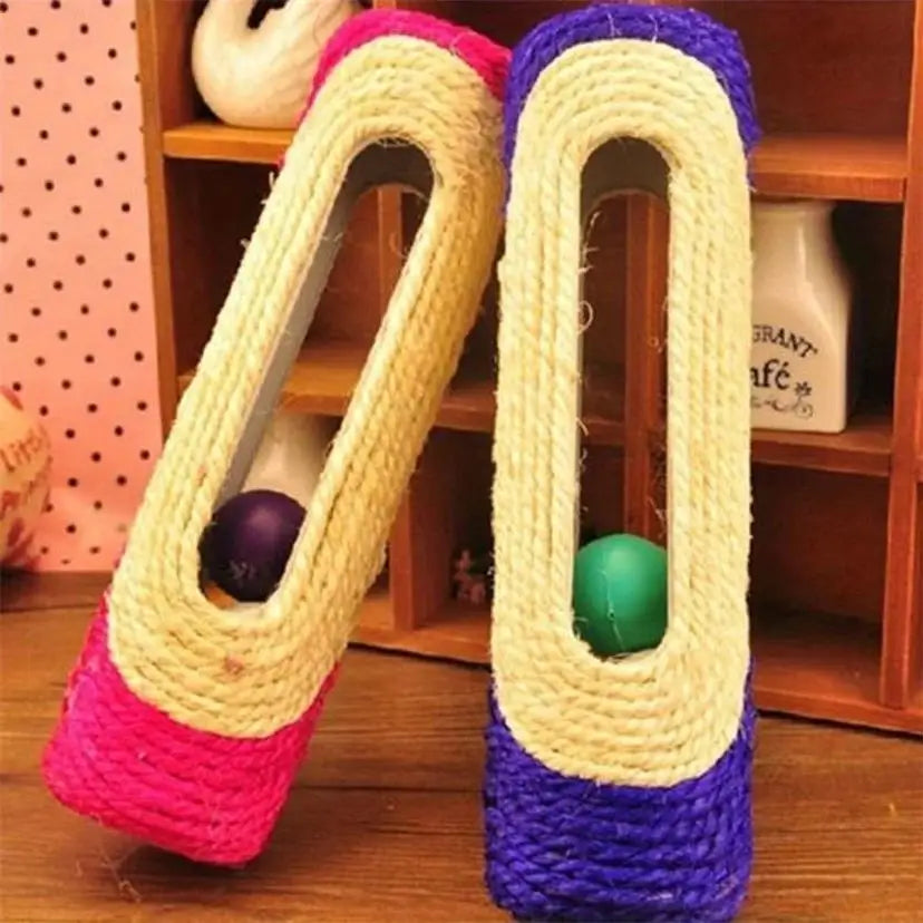 Cat Sisal Scratching Post with Rolling Balls & Feather Toy Cat Scratching Toy Axl
