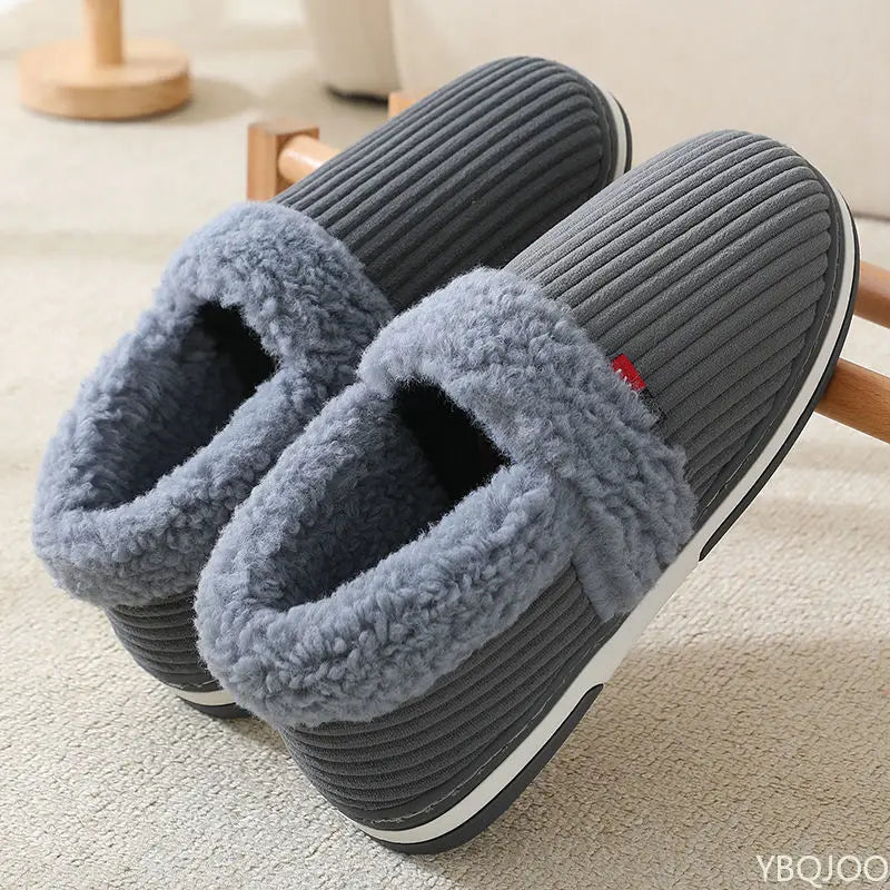 Winter Indoor Plush Slippers – Fluffy Non-Slip Cotton House Shoes Indoor Plush Slippers Axl GRAY 46-47