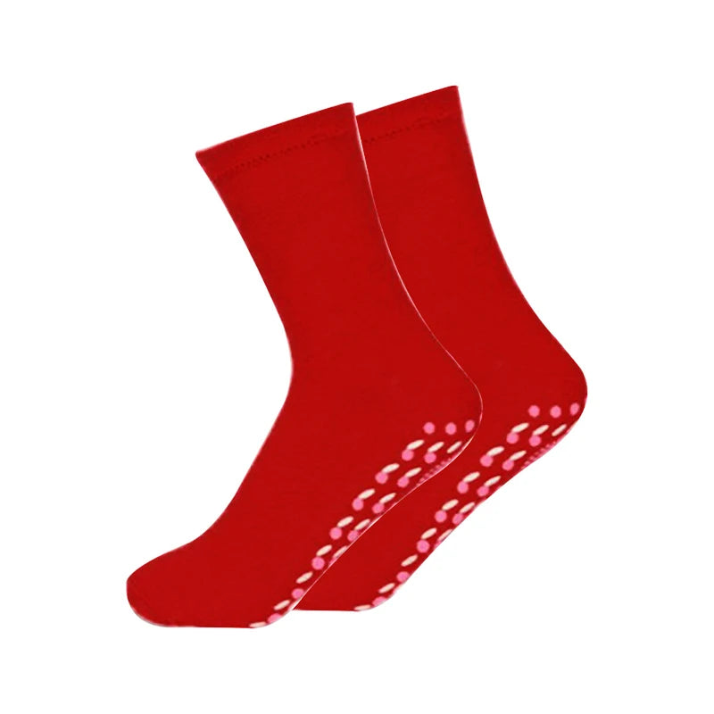Tourmaline Self-Heating Foot Massage Socks | Unisex 1 Pair Therapeutic Massage Socks Axl 35-39 Red