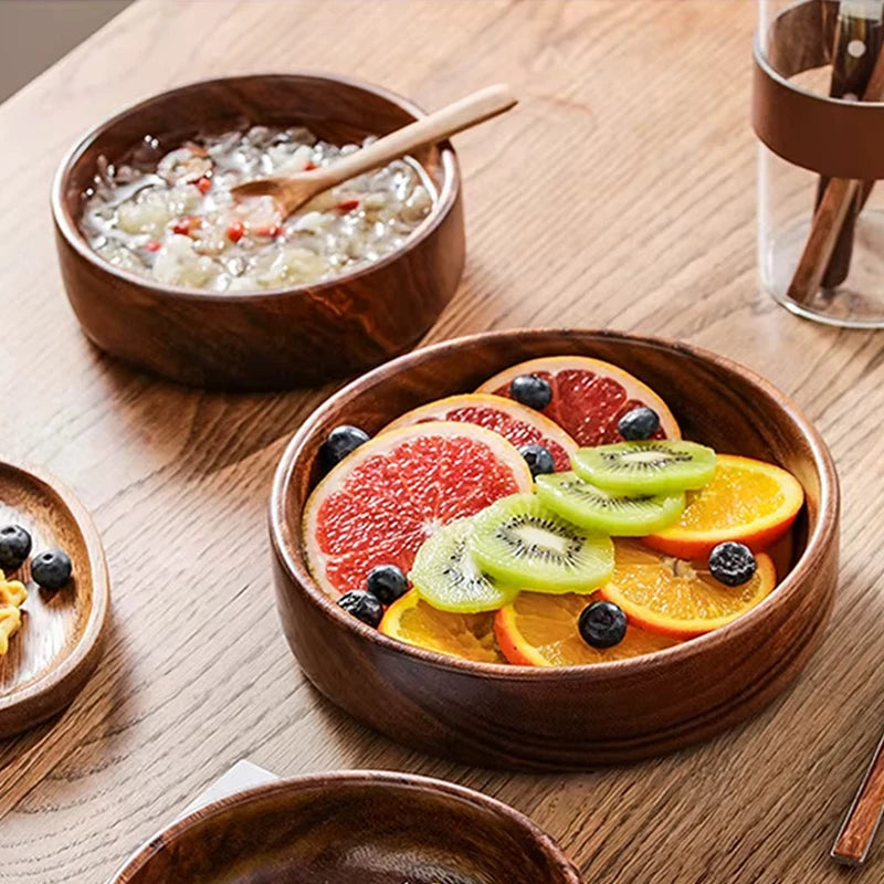 Solid Walnut Wood Bowl – Handcrafted Salad & Fruit Bowl Wooden Serving Bowl Axl