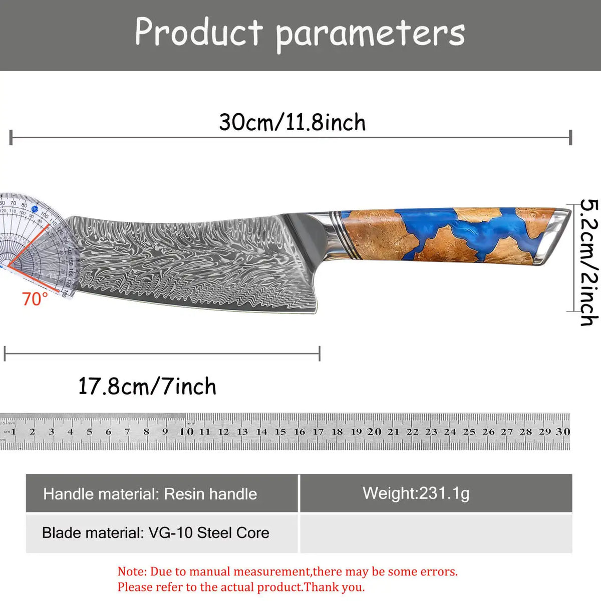 Kiritsuke Damascus Steel Chef Knife – Sharp 17.8cm Kitchen Knife Damascus Chef Knife Axl