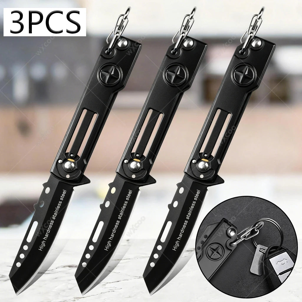 WXCOO Folding Paring Knife – Mini Stainless Steel Keychain Knife Folding Paring Knife Axl 3PCS