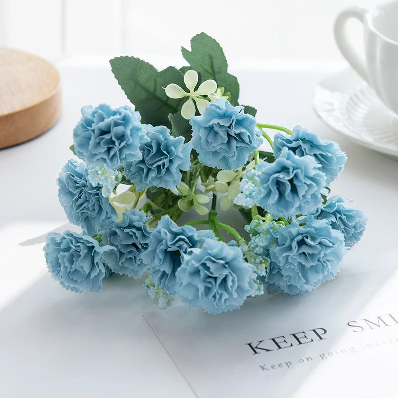 Silk Carnation Artificial Flowers – Wedding, Home & Wreath Décor Artificial Silk Flowers Axl Blue 5pcs