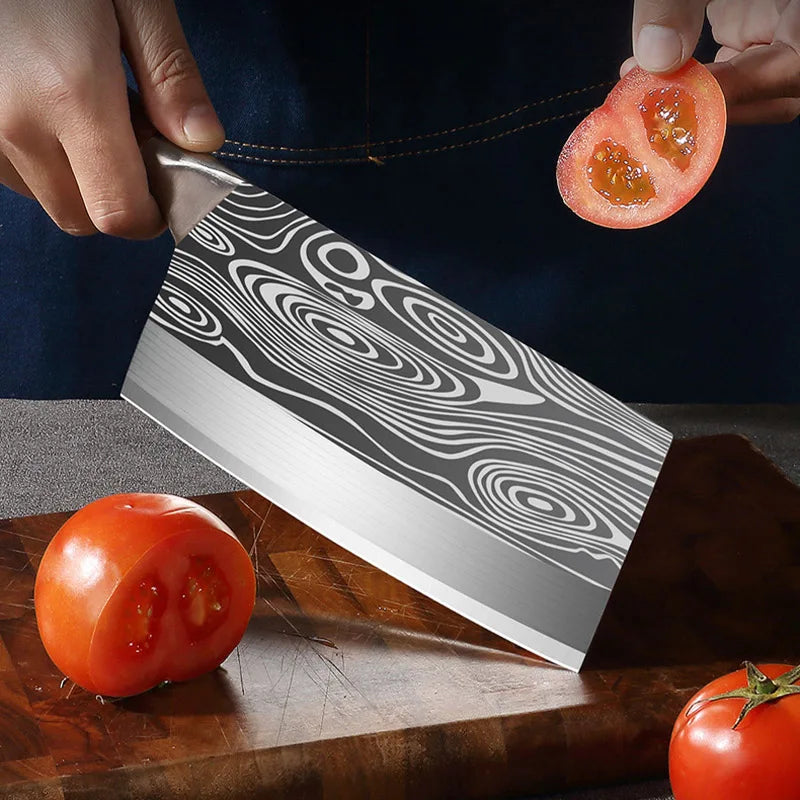 InLeung Damascus Cleaver Knife – Sharp Wood Handle Chef Knife Kitchen Cleaver Knife Axl