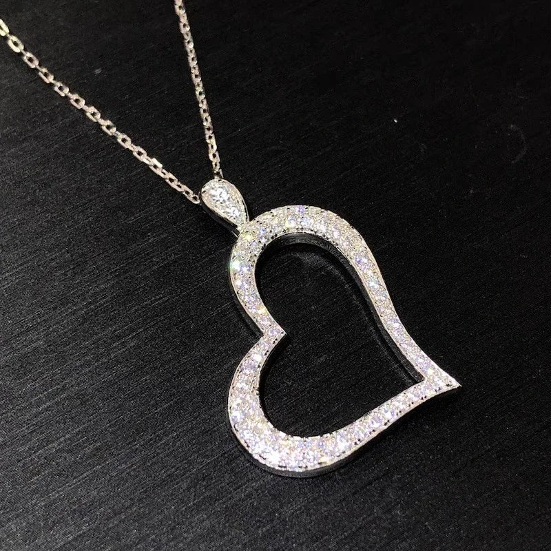Huitan Hollow Heart Pendant Necklace – Cubic Zirconia Pendant Necklace Axl