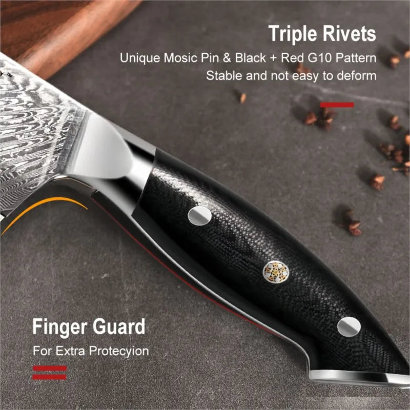 Damascus Chef Knife 67-Layer VG10 Steel | Gold Leaf Handle Damascus Chef Knife Axl